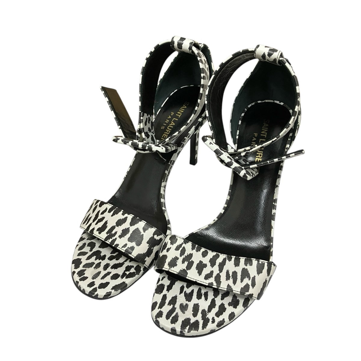 Saint Laurent Paris ヒョウ柄ヒールストラップサンダルIV 351997 古着・中古-1枚目のアイテム画像