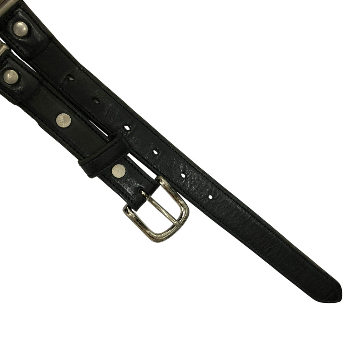 JOHN LAWRENCE SULLIVAN PIN BUCKLE LEATHER METAL BELTスタッズナローベルト 古着・中古-4枚目のアイテム画像