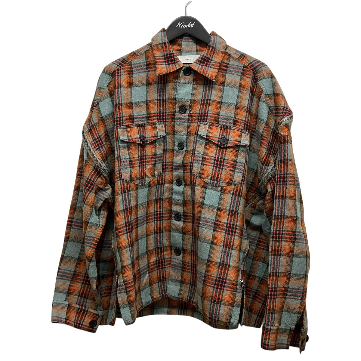 FACETASM CHECK ZIPPER SHIRTチェックウールサイドジップロングスリーブシャツMKS-SH-M08 古着・中古-1枚目のアイテム画像