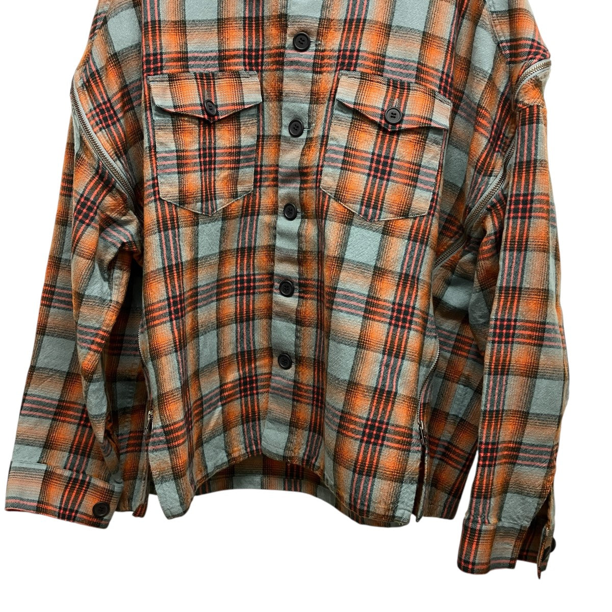FACETASM CHECK ZIPPER SHIRTチェックウールサイドジップロングスリーブシャツMKS-SH-M08 古着・中古-4枚目のアイテム画像