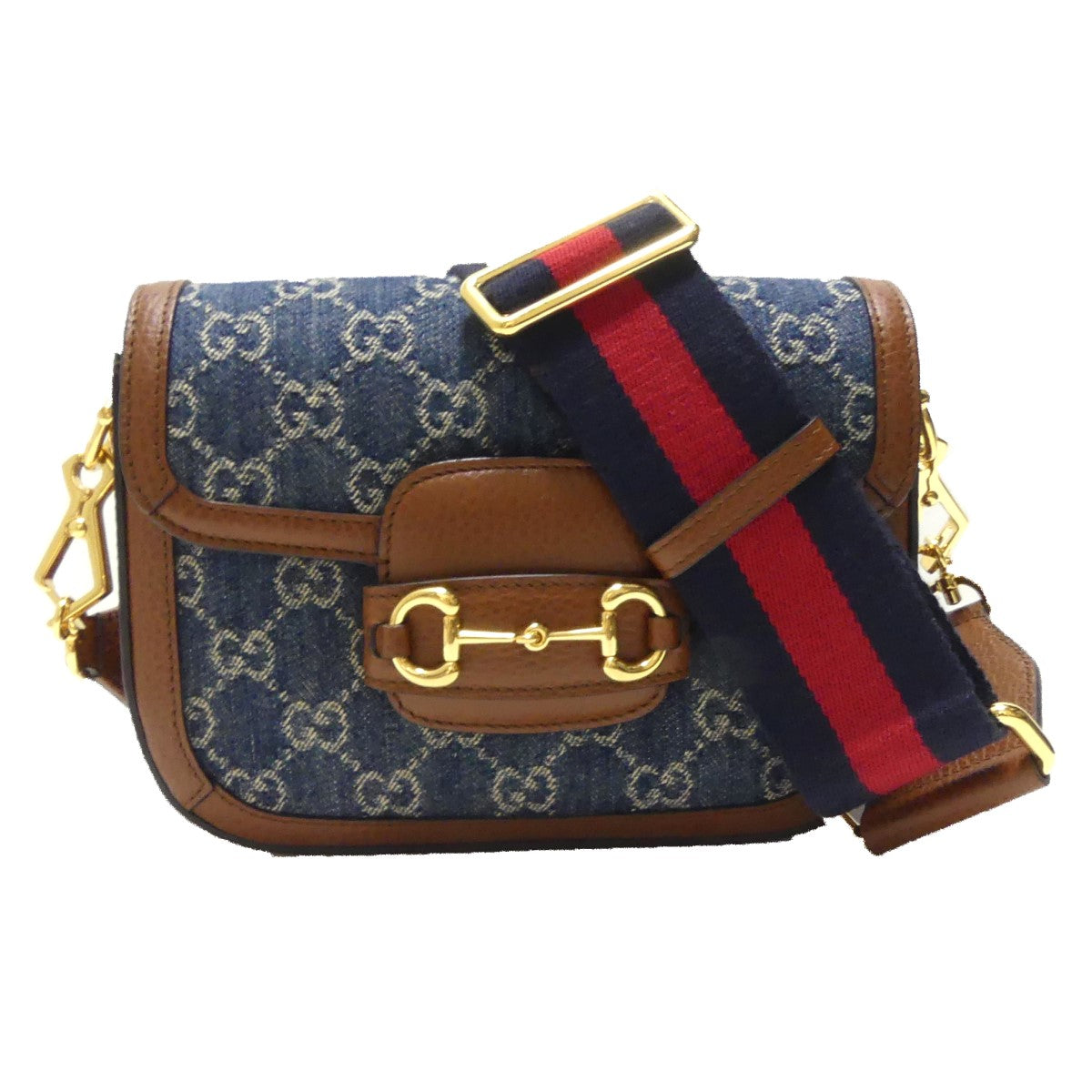 GUCCI(グッチ) ホースビット1955 GGデニム ミニショルダーバッグ 658574 □ ブラウン × ネイビー サイズ  16｜【公式】カインドオルオンライン ブランド古着・中古通販【kindal】