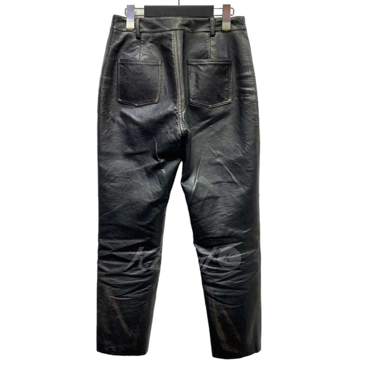 パンツ PERVERZE Washed Leather Flap Shorts hibshaby Women's Faux Leather Shorts High Wasited Black