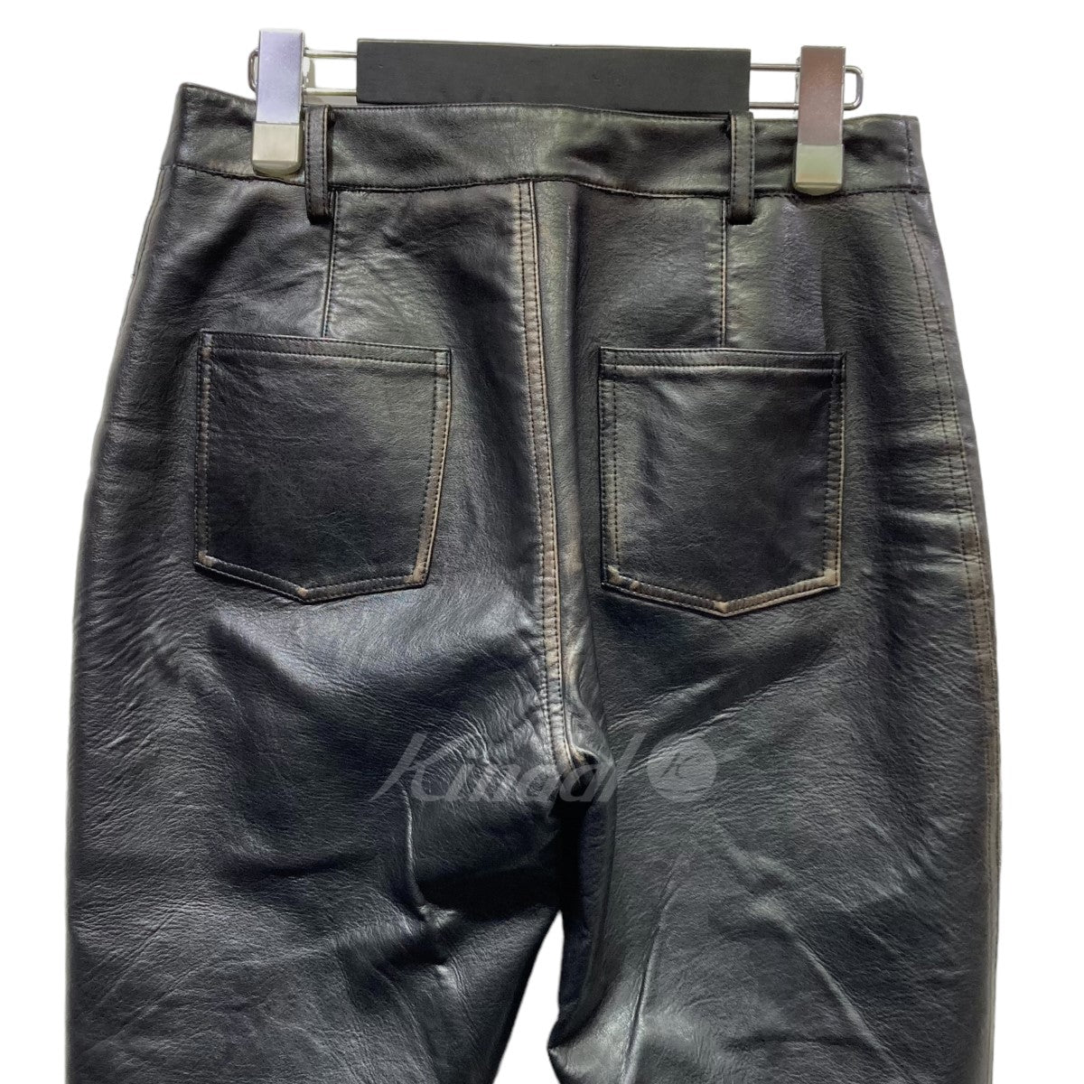 PERVERZE(パーバーズ) Washed Leather Cropped Trousers フェイク ...