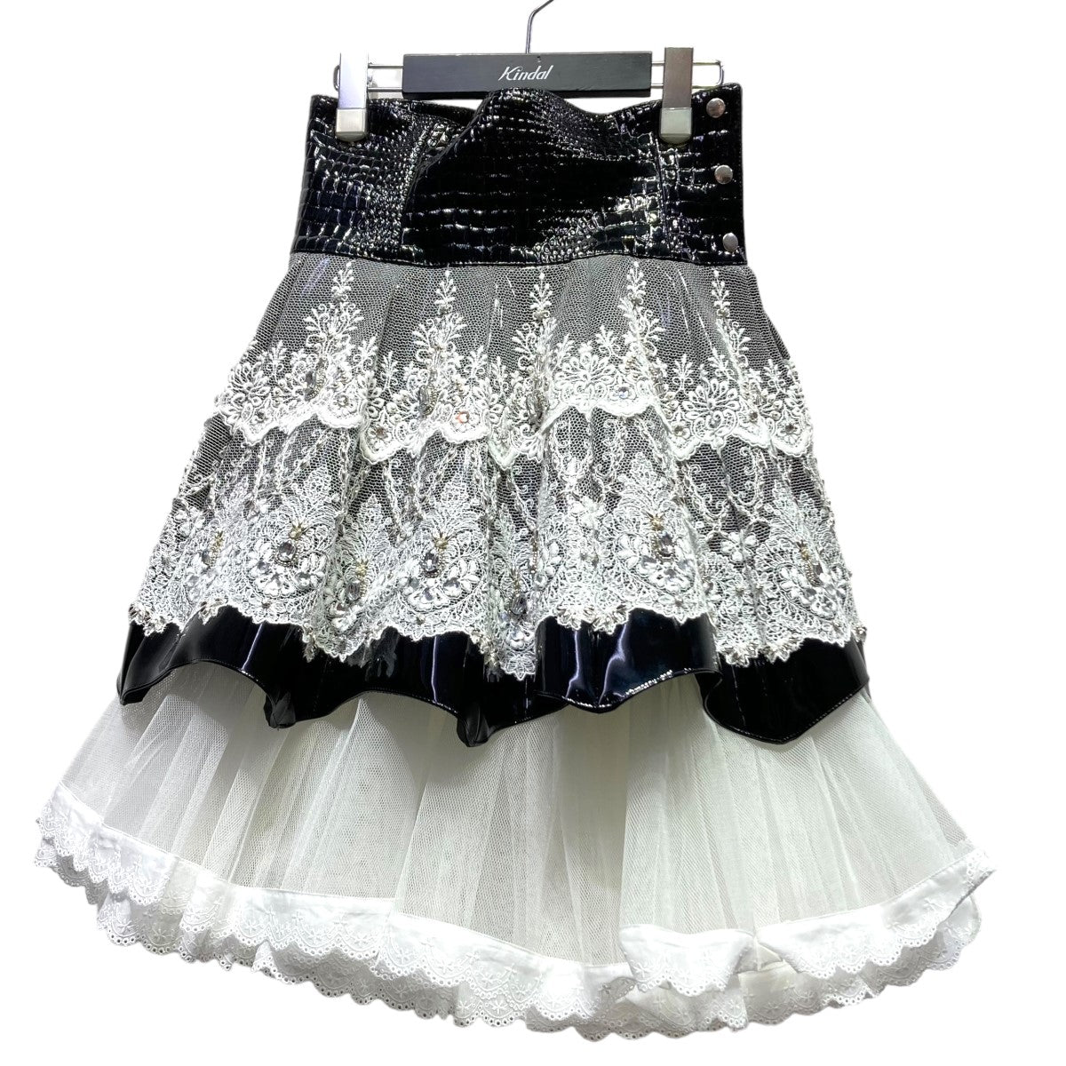 shade enamel bijou skirtインナーパニエ付　ビジュー刺?スカートTD-23SS-SK03