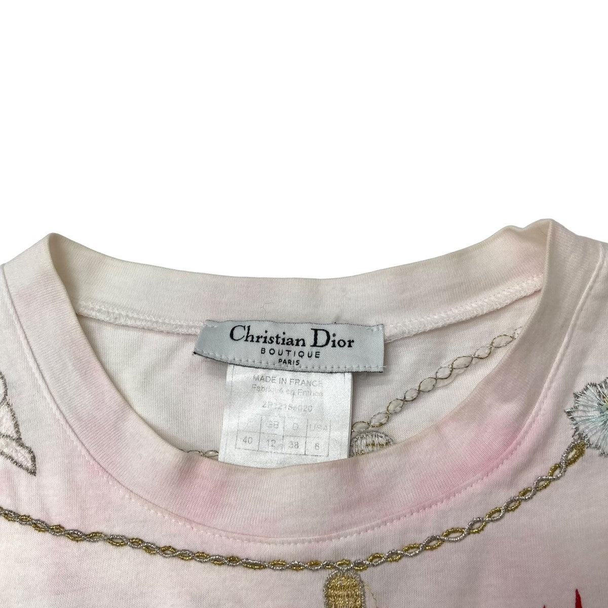 Christian Dior(クリスチャンディオール) 刺繍 ジョンガリアーノ期Tシャツ ピンク サイズ 40｜【公式】カインドオルオンライン  ブランド古着・中古通販【kindal】