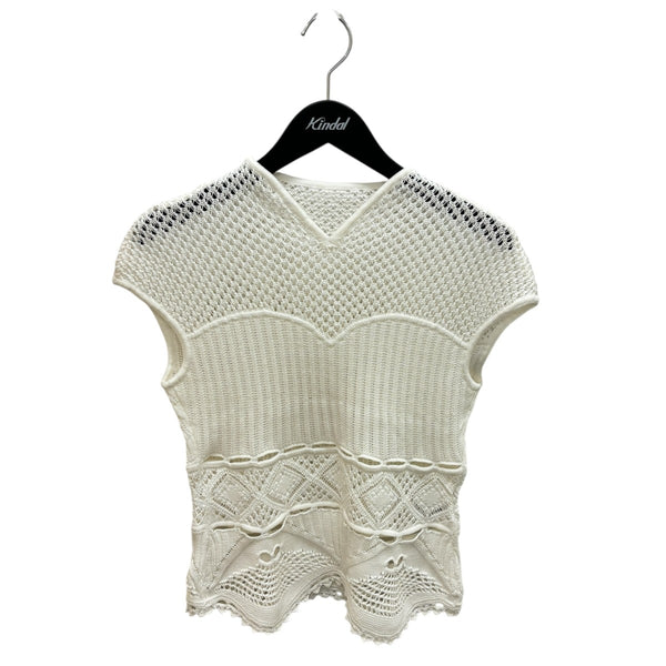 マメクロゴウチ　ノースリーブ　ニット　白 mame kurogouchi(マメクロゴウチ) 24SSCotton Lace Sleeveless Knitted
