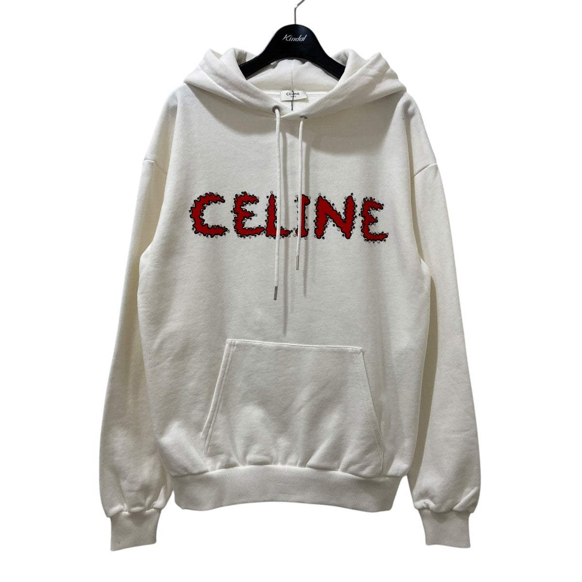 美品✨セリーヌ　CELINE パーカー　ロゴ　白　ホワイト　M フード CELINE セリーヌ メンズ フード スウェット パーカー/フーディー