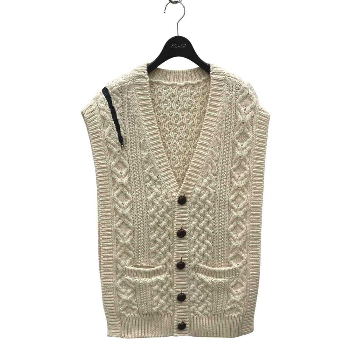 22AWdouble zip reverse aran pattern vestニットベスト0002AW22