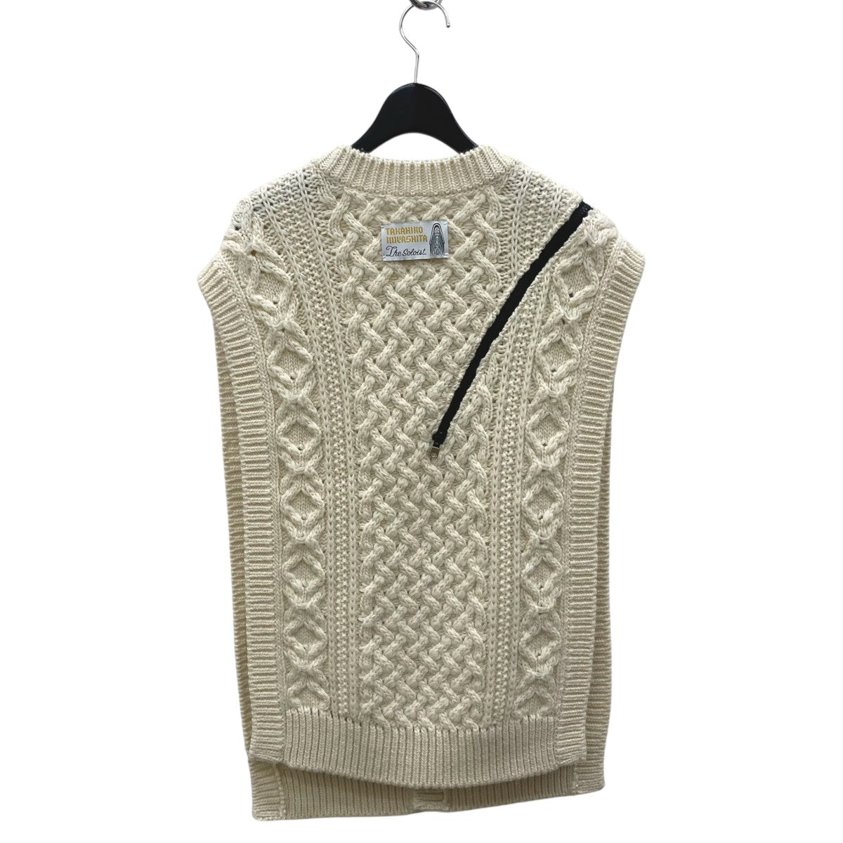 22AWdouble zip reverse aran pattern vestニットベスト0002AW22
