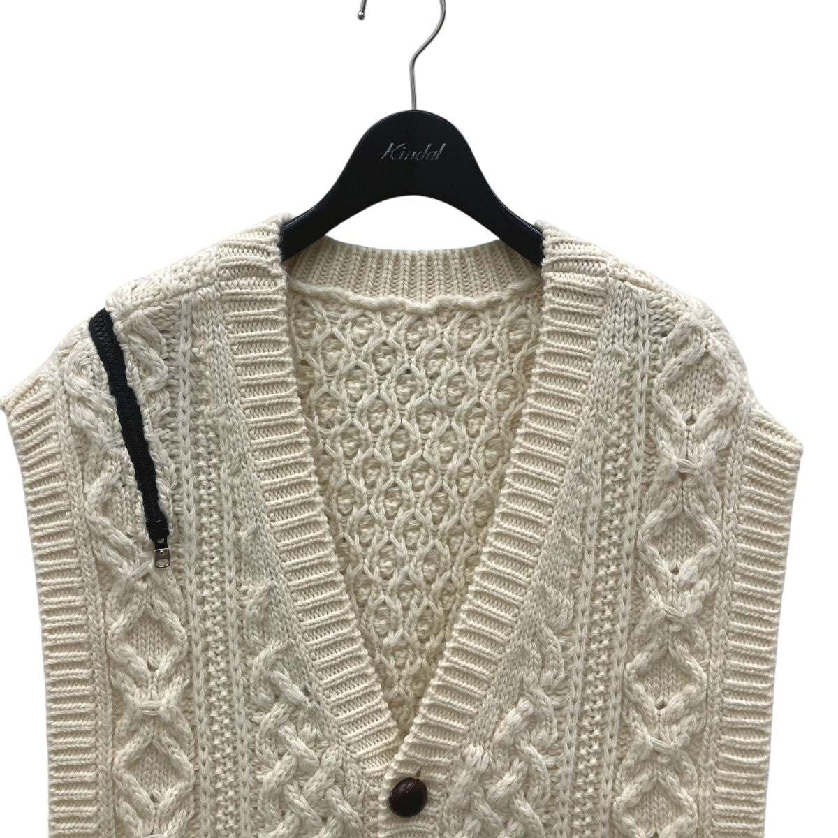 22AWdouble zip reverse aran pattern vestニットベスト0002AW22