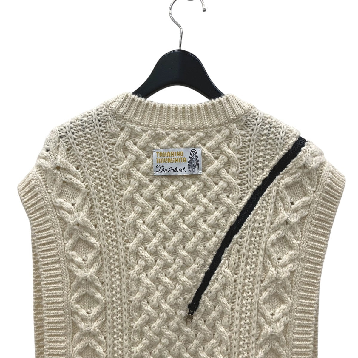 22AWdouble zip reverse aran pattern vestニットベスト0002AW22