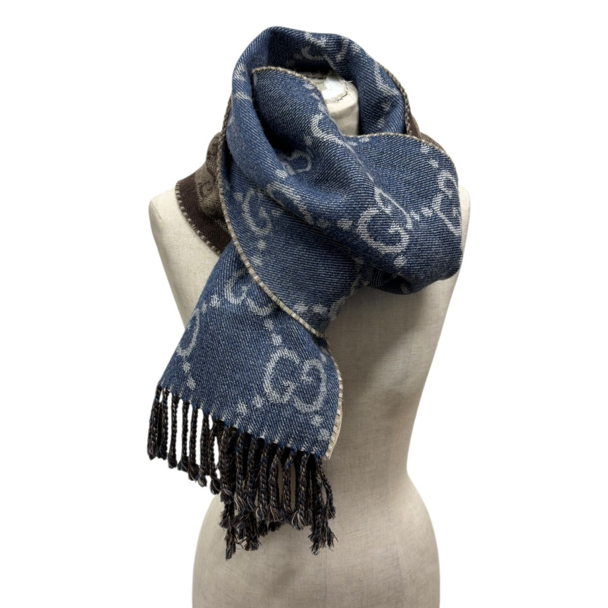 GUCCI スカーフ GGジャガード ウール シルク ストール ネイビーマフラー GUCCI(グッチ) GG ウールジャカードマフラー676610 676610 ネイビー