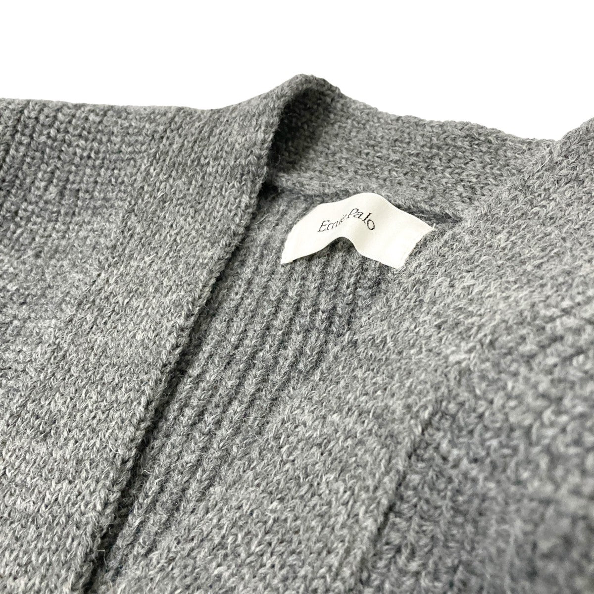 Shetland Wool Rib Middle CardiganVネックカーディガン