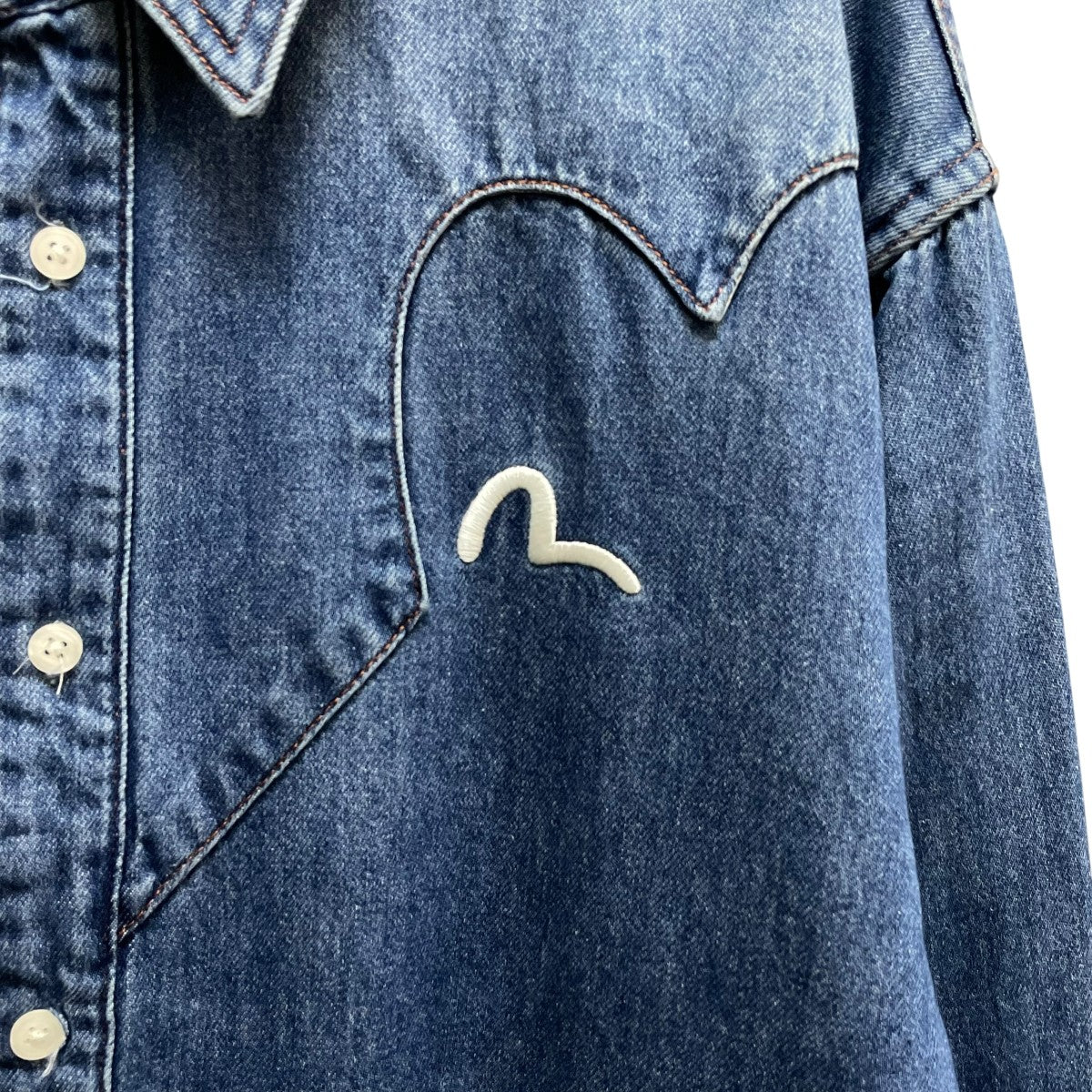 EVISU エヴィス デニム シャツ 切替 チェーン Y2K EVISU エヴィス デニム シャツ 切替 チェーン Y2K