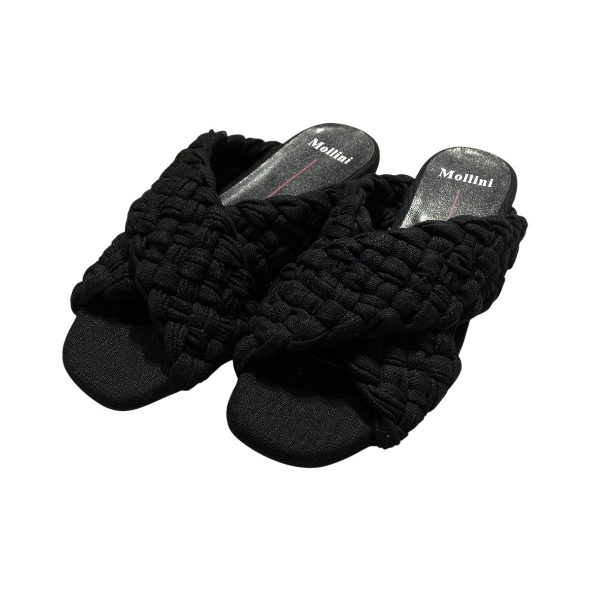 Mollini【23.5】ビットサンダル　ファー　黒　モリーニ　秋　冬　美品 Mollini【23.5】ビットサンダル ファー 黒 モリーニ 秋 冬 美品