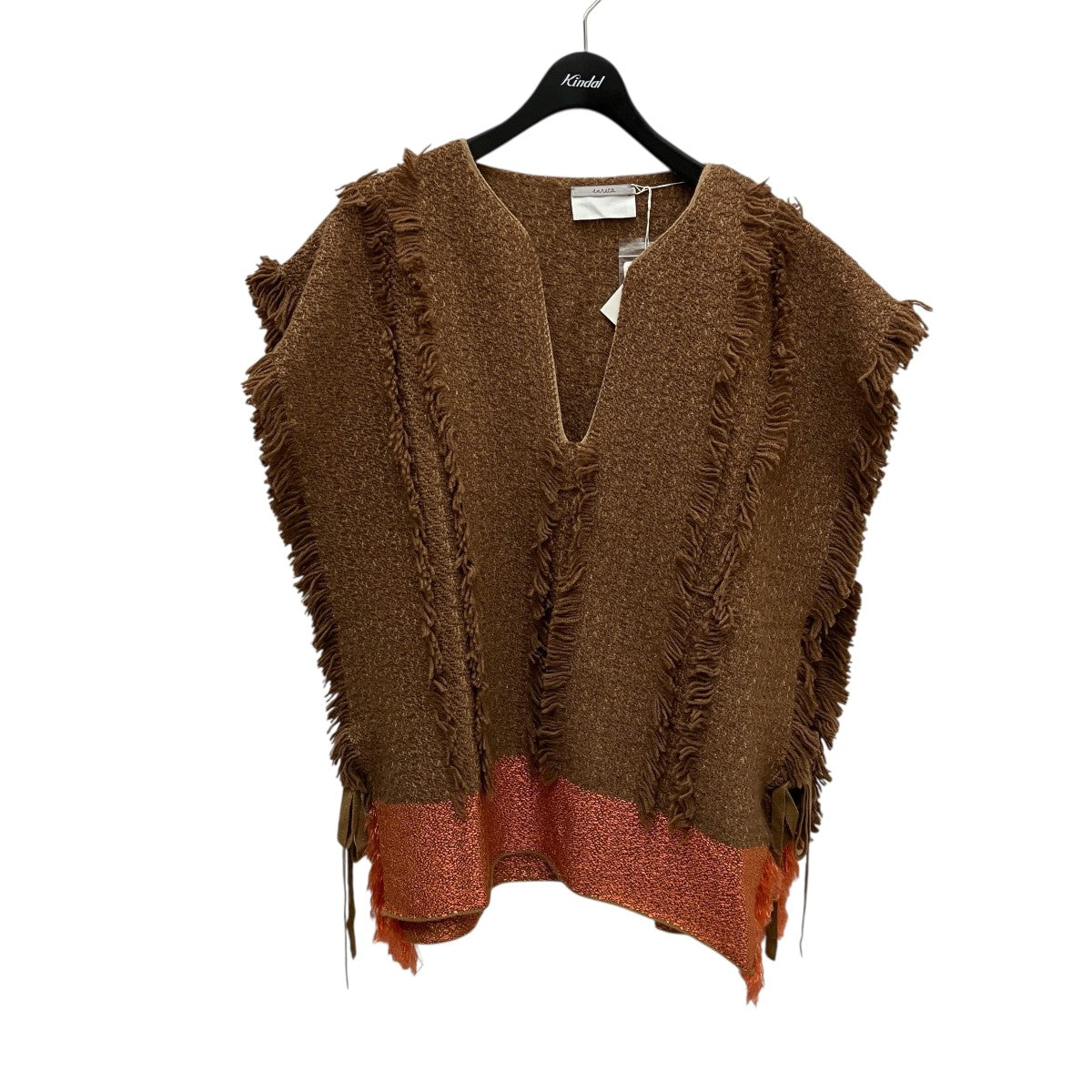 enrica カットジャガードフリンジ ベストKNIT120 古着・中古-1枚目のアイテム画像