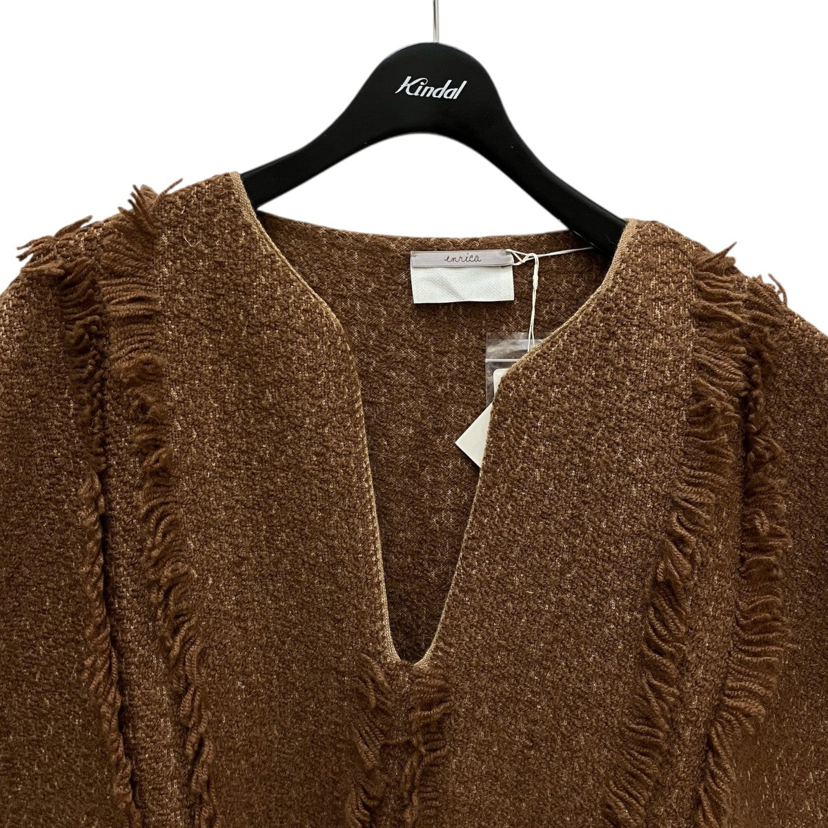 enrica カットジャガードフリンジ ベストKNIT120 古着・中古-2枚目のアイテム画像
