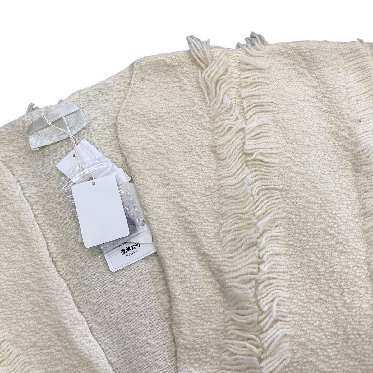 KNIT122 カットジャガードフリンジ チュニック長袖ニット