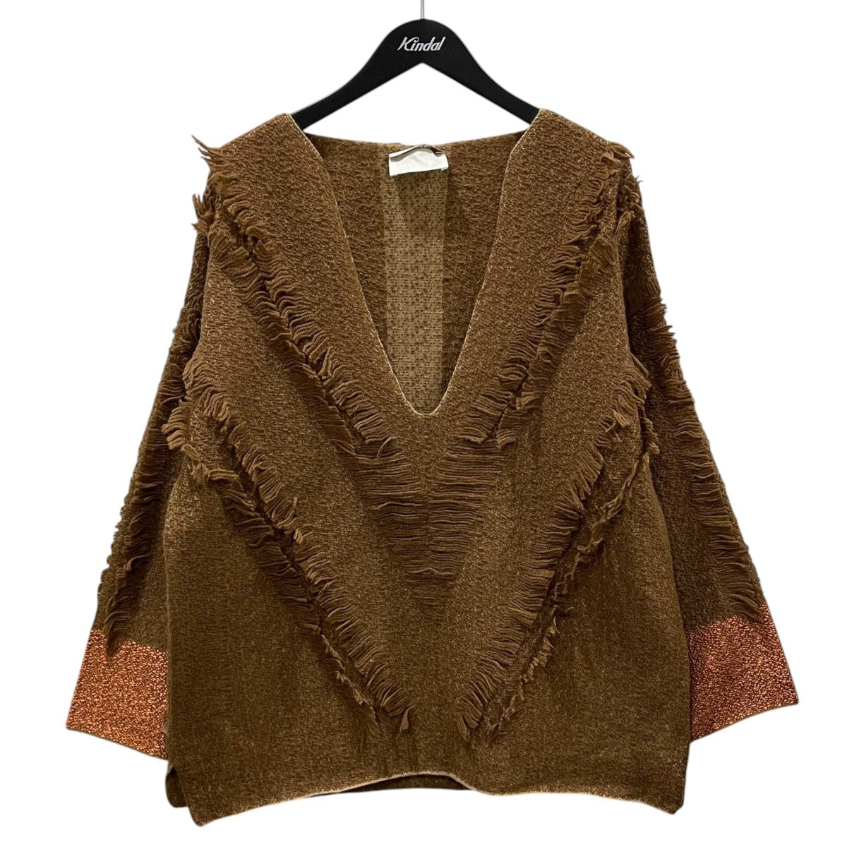 カットジャガードフリンジ チュニックニット KNIT122