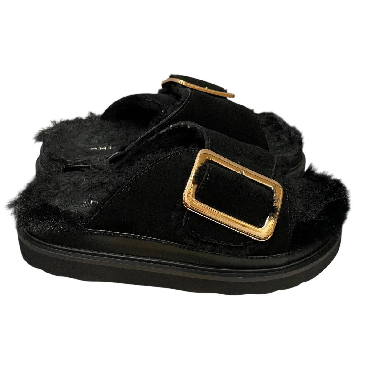 新品未使用品　MOHI ファー付きサンダル ブラック 38 MOHI(モヒ) ファーサンダル 24093910000730 24093910000730