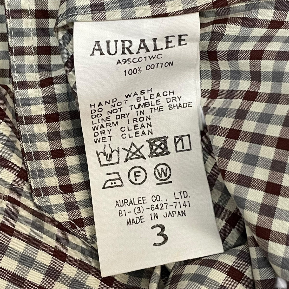 AURALEE(オーラリー) FINX WEATHER CLOTH CHECK COAT A9SC01WC