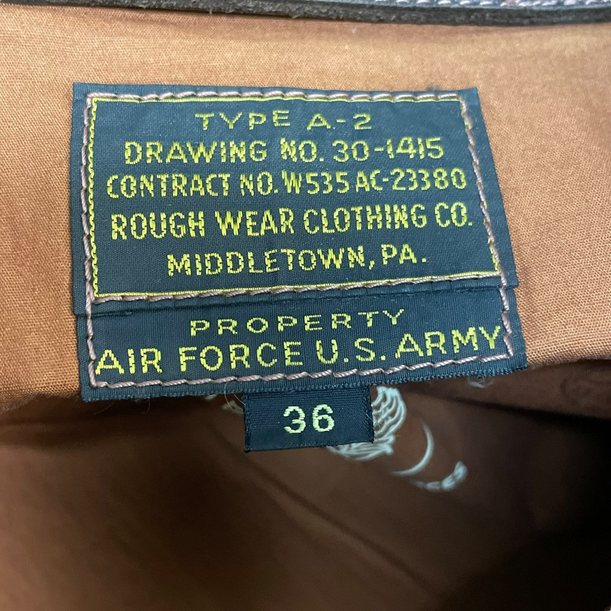 Real McCOY'S A-2 Jacket 新古品 ROUGHWEAR社 THE REAL McCOY'S(リアルマッコイズ) A-2 30-1415 ROUGH WEAR社