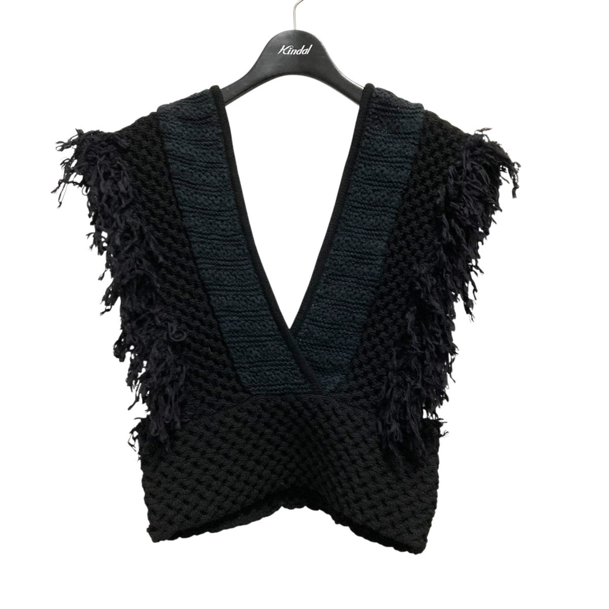 LEINWANDE Patchwork Fringe Topニットベスト0220010503 古着・中古-1枚目のアイテム画像