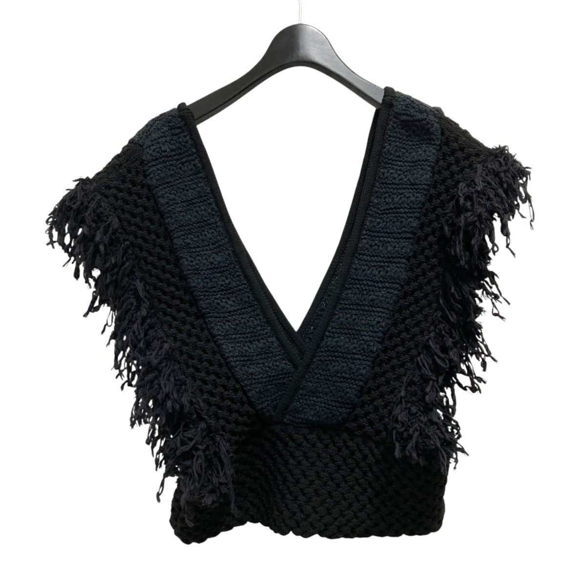LEINWANDE Patchwork Fringe Topニットベスト0220010503 古着・中古-2枚目のアイテム画像
