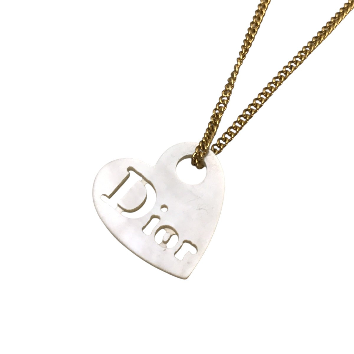 【美品】ディオール　シェル ハート型ネックレス　ゴールドチェーン Christian Dior(クリスチャンディオール) ハートシェル