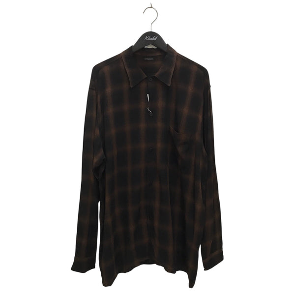 COMOLI(コモリ) 24SSレーヨン オープンカラーチェックシャツZ01-02005