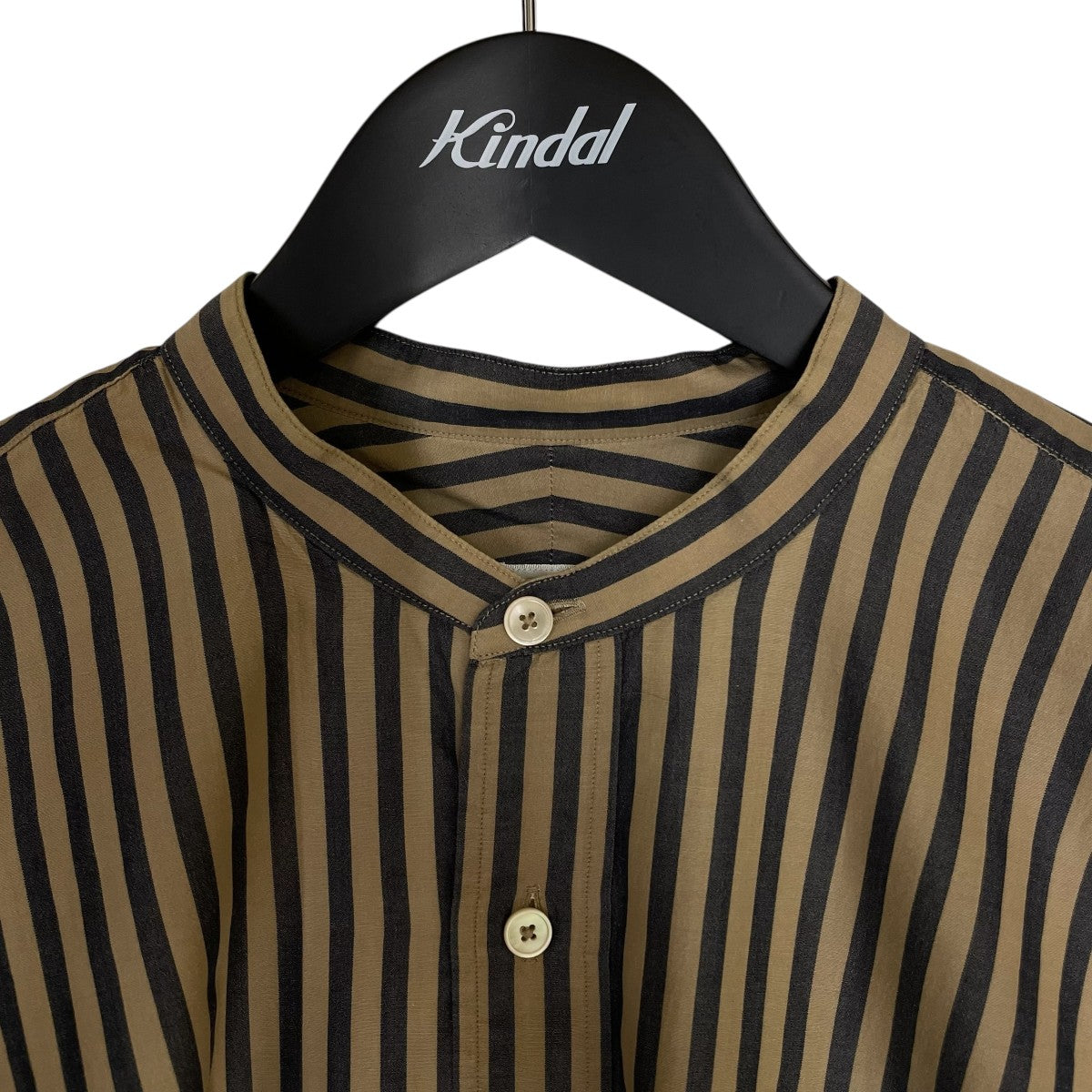 COMOLI J03-02002 ストライプ バンドカラーシャツ COMOLI(コモリ) ストライプバンドカラーシャツJ03-02002 J03