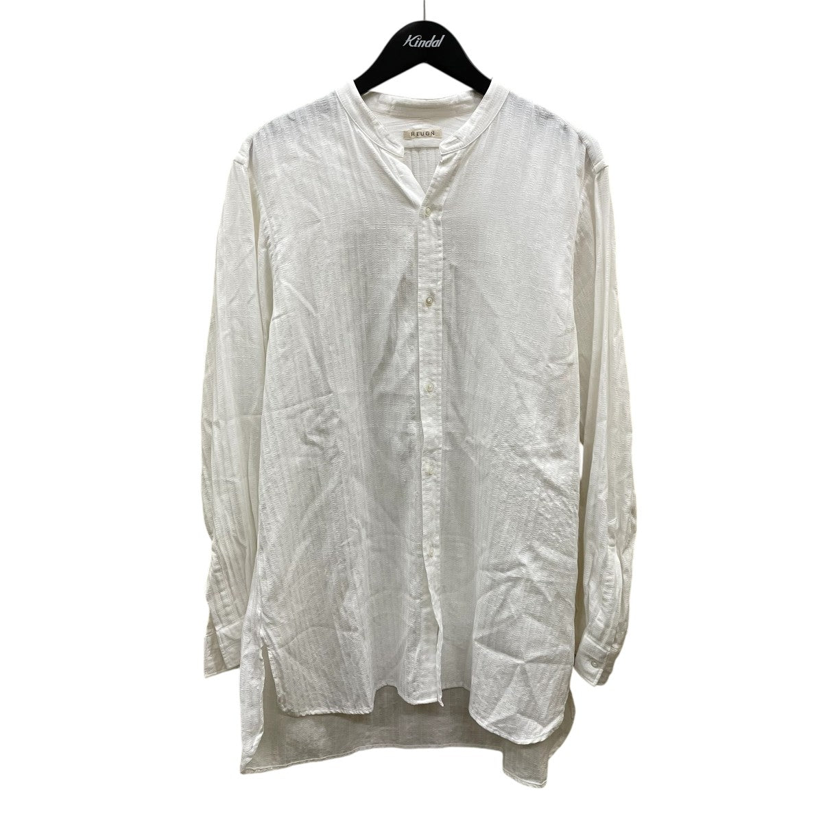 HEUGN(ユーゲン) ストライプ長袖バンドカラーシャツSHIRT 017
