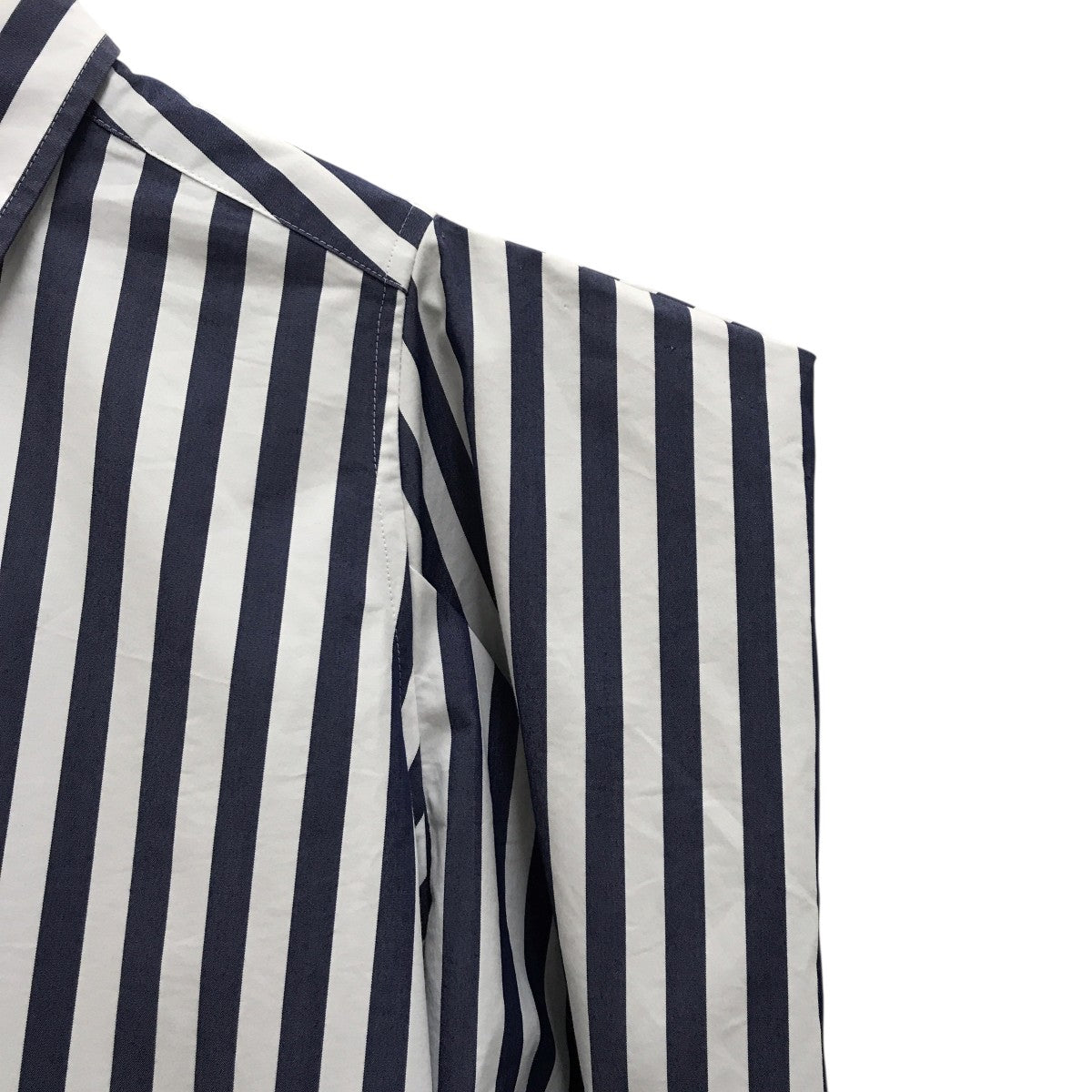 HYKE(ハイク) STRIPED POWER SHOULDER SHIRTストライプシャツ221