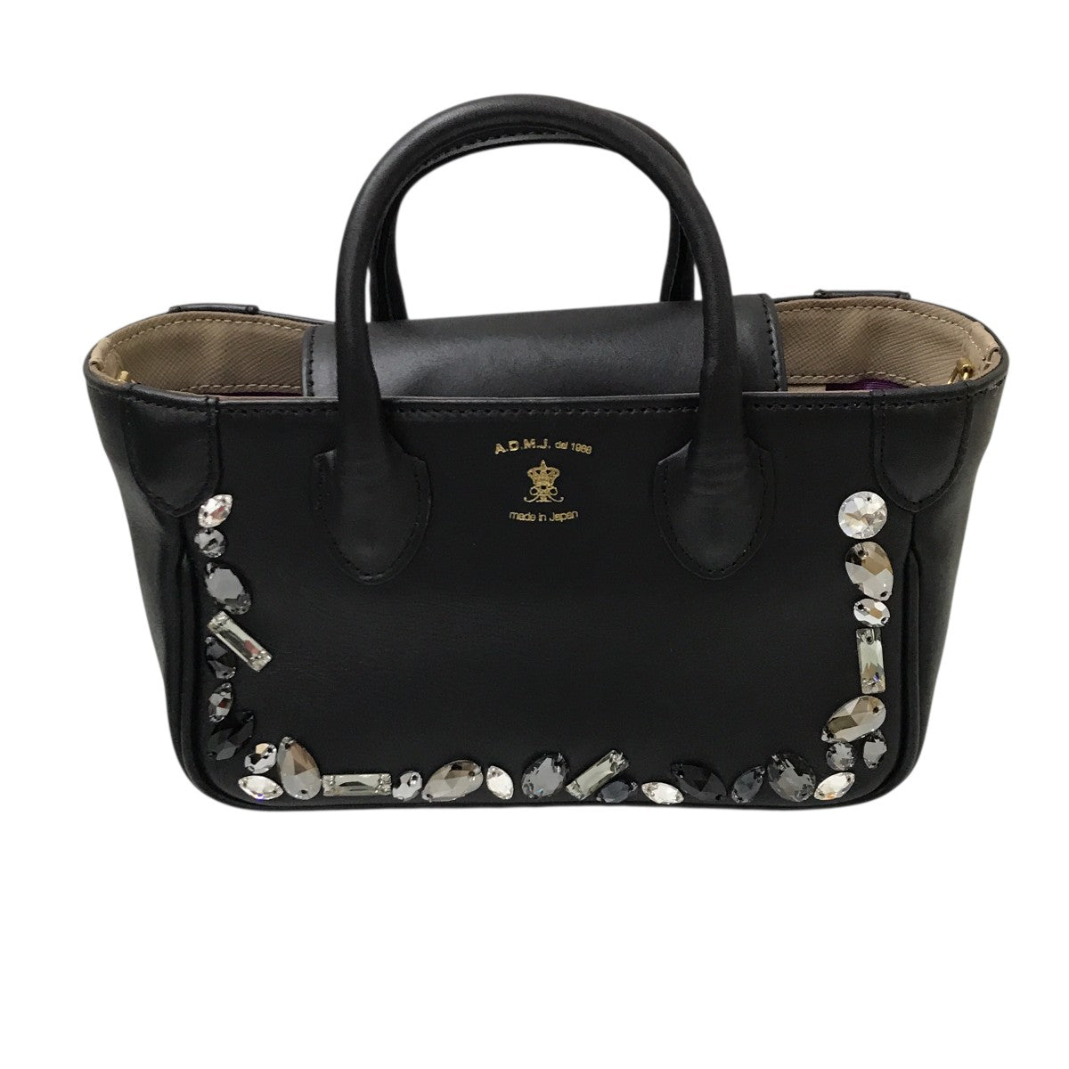 専用品A.D.M.J サフィアーノ ブラック クリスタルガラス ハンドバッグ 専用品A.D.M.J サフィアーノ ブラック クリスタルガラス ハンドバッグ