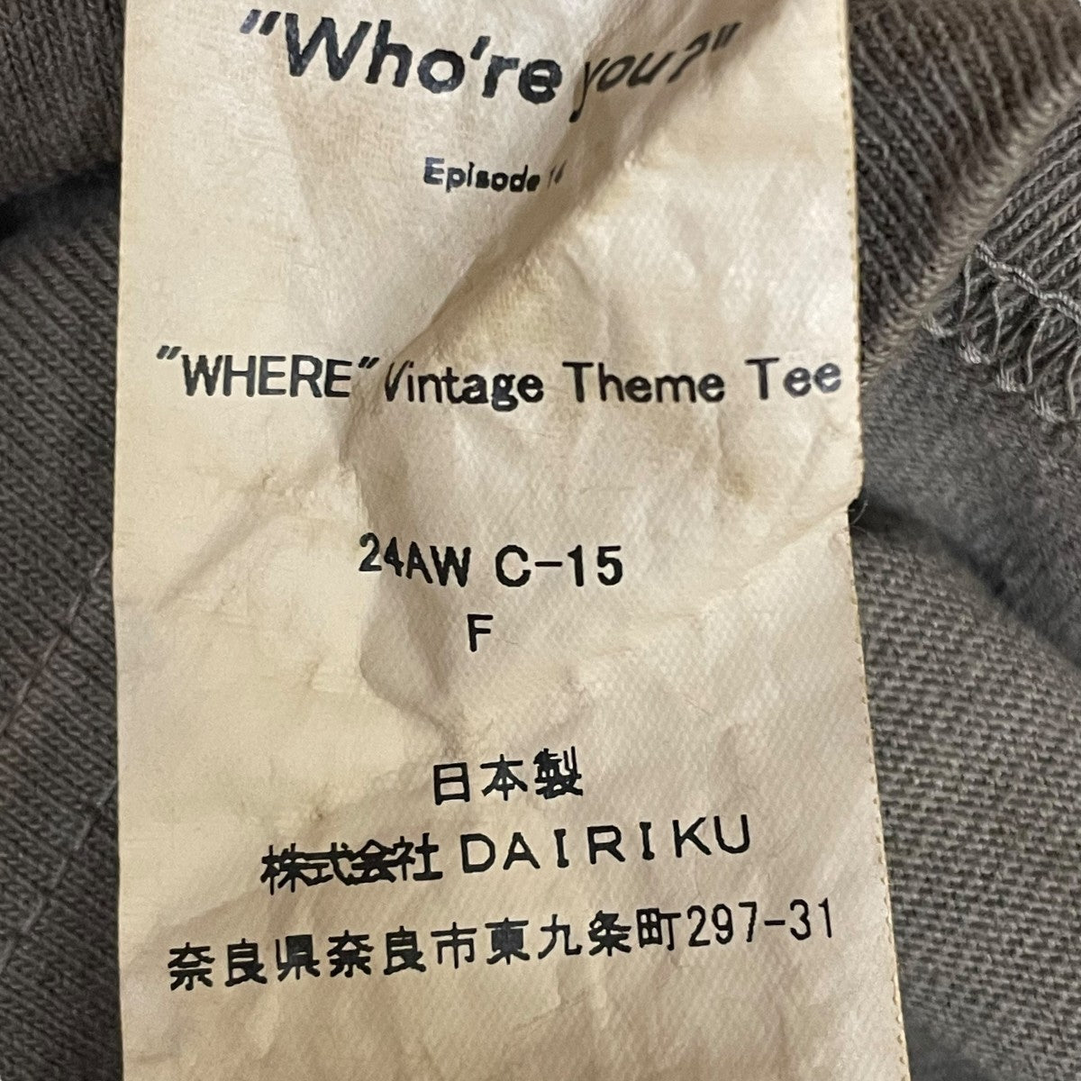DAIRIKU Where Vintage Theme Tee長袖カットソー24AW C-15 古着・中古-5枚目のアイテム画像