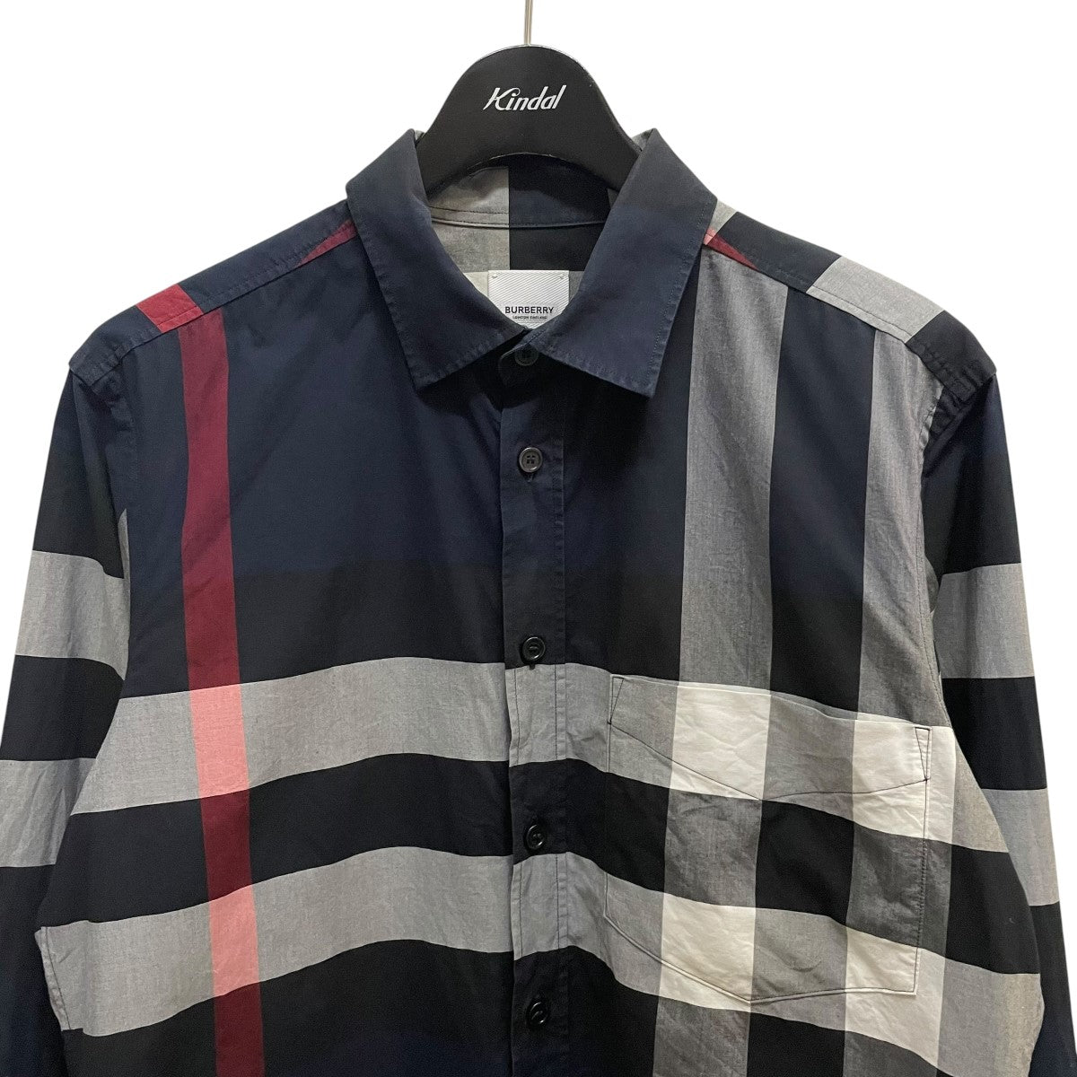 バーバリー　シャツ　ネイビーチェック　L 楽天市場】バーバリー BURBERRY シャツ 半袖 メンズ ストレッチ