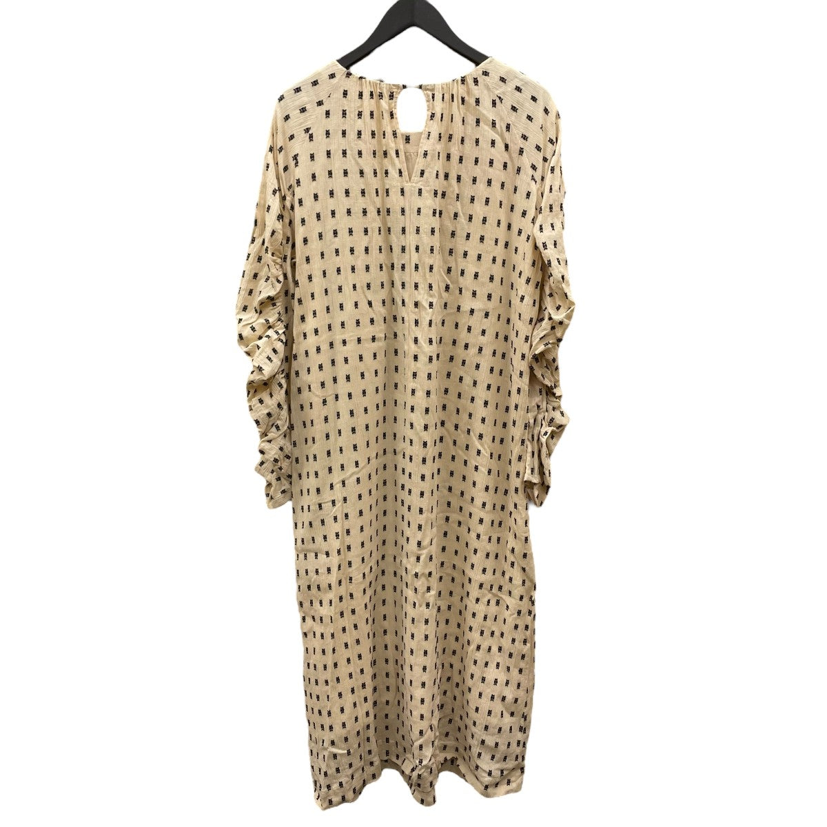 Cotton Cut Jqd Gather Dress長袖ワンピース