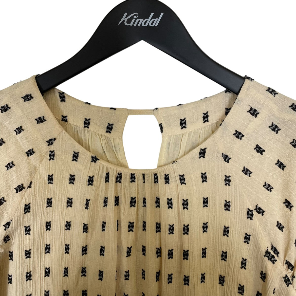 Cotton Cut Jqd Gather Dress長袖ワンピース