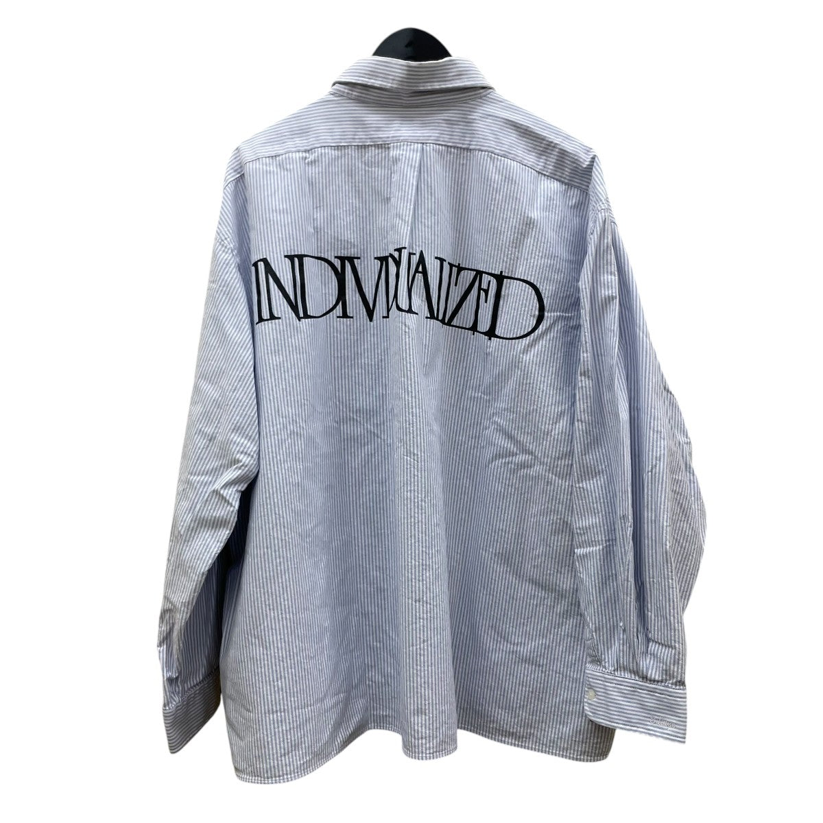 ×INDIVIDUALIZED SHIRTS OXFORD WIDE SHIRTストライプ柄 バックプリント ボタンダウンシャツ コットンシャツ