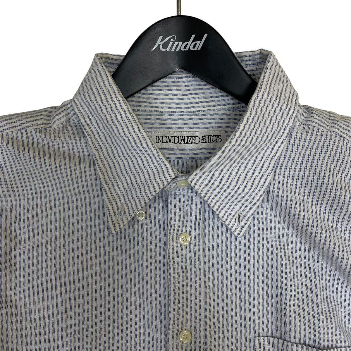 ×INDIVIDUALIZED SHIRTS OXFORD WIDE SHIRTストライプ柄 バックプリント ボタンダウンシャツ コットンシャツ