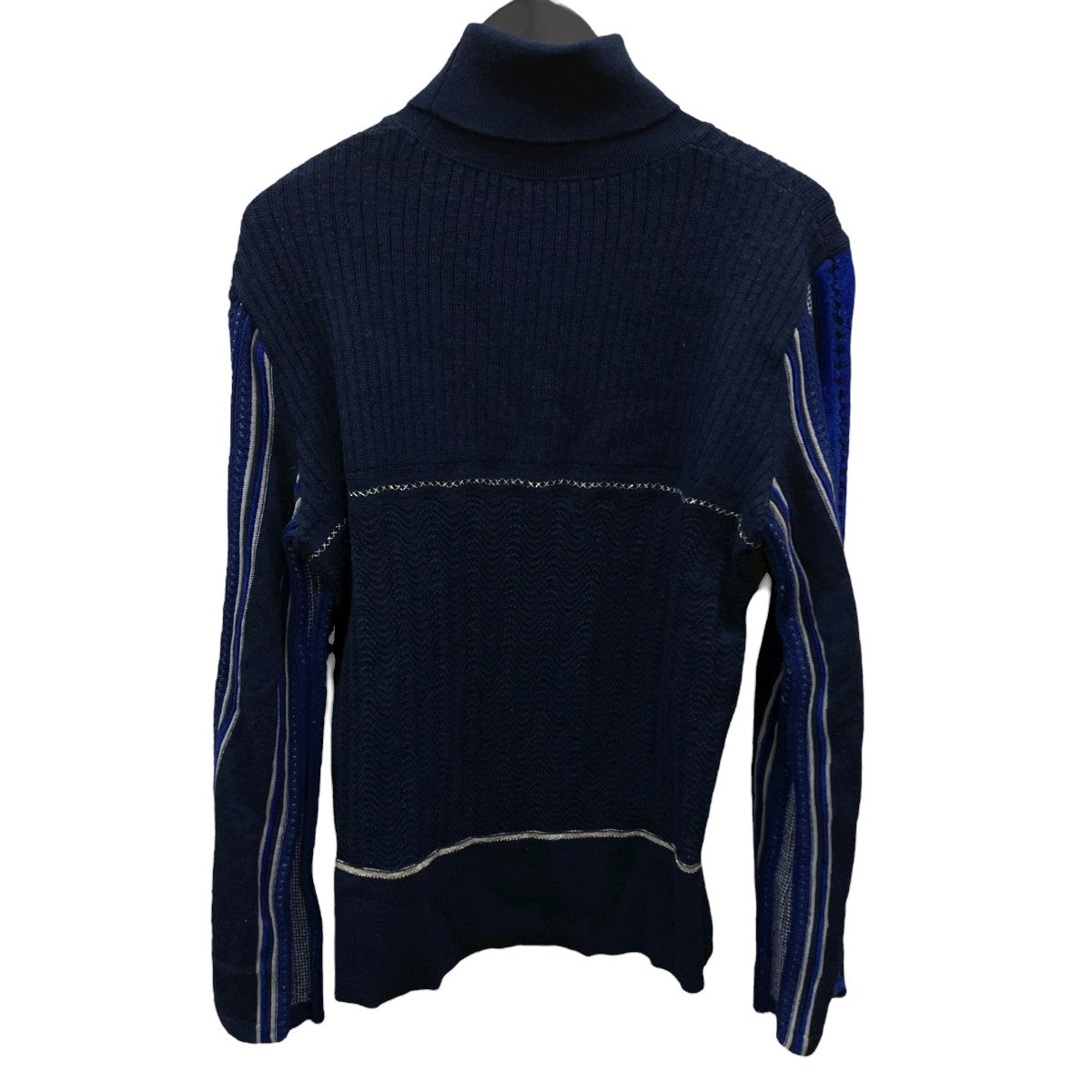 mame kurogouchi Stripe HAMAGURI Knit PulloverタートルネックニットMM19AW-KN027 古着・中古-2枚目のアイテム画像