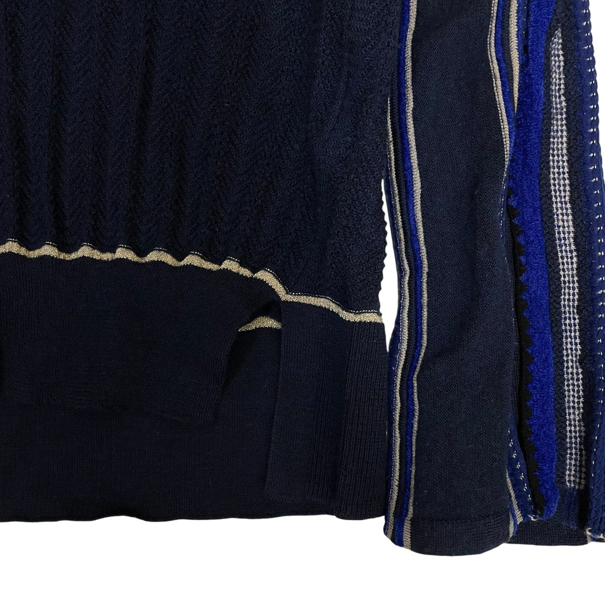 mame kurogouchi Stripe HAMAGURI Knit PulloverタートルネックニットMM19AW-KN027 古着・中古-4枚目のアイテム画像
