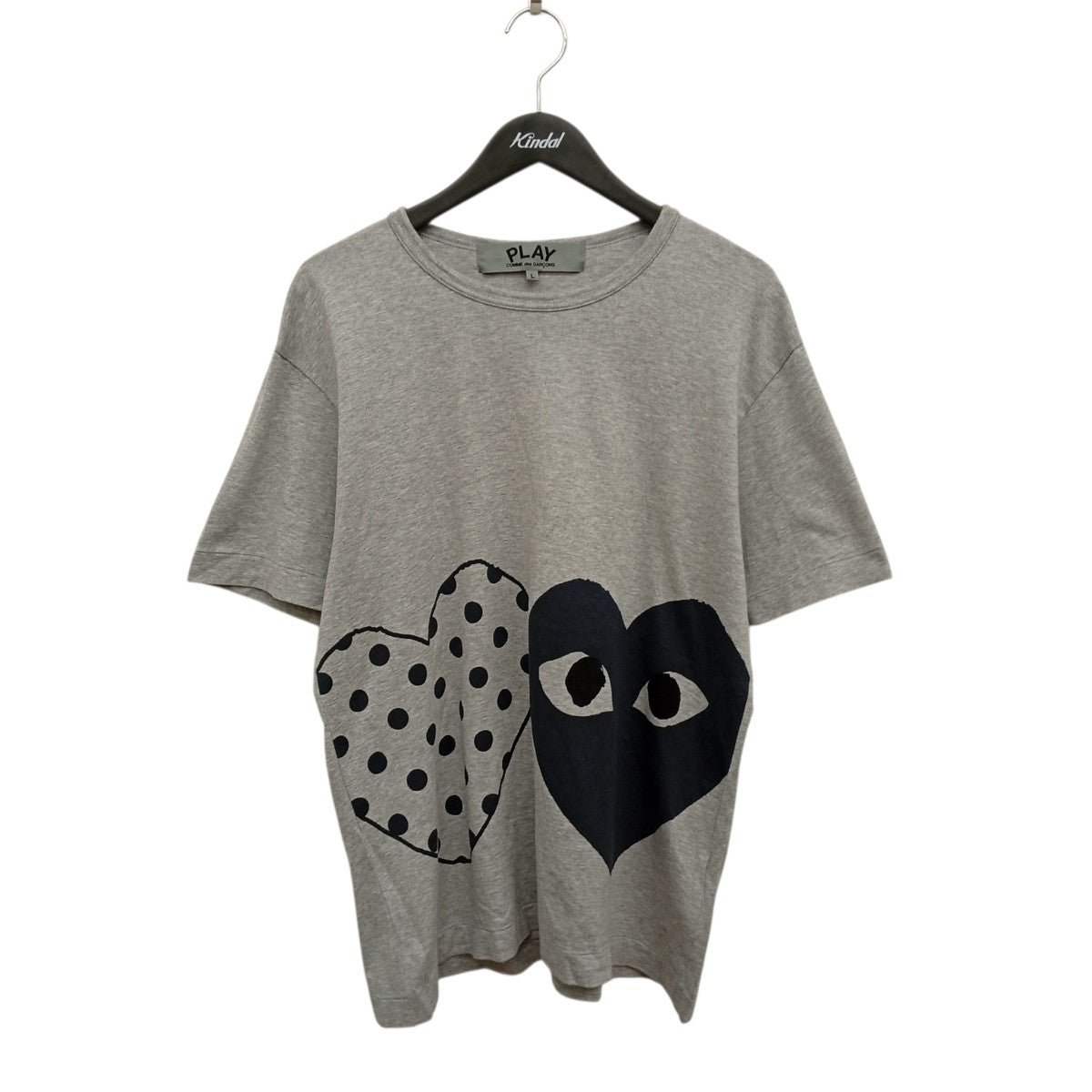 PLAY COMME des GARCONS 青山限定 MENS DOT TWO HEART TEEプリントTシャツYX-T042 AD2024 古着・中古-1枚目のアイテム画像