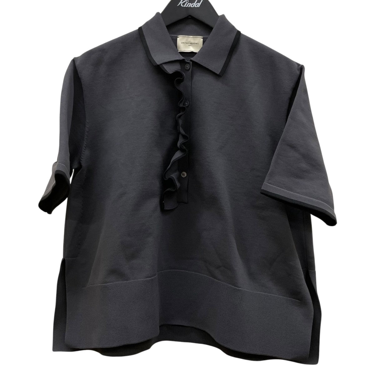 UNITED ARROWS 25SSミニマルフリル ニット 5SL半袖ポロシャツ ブラウス 古着・中古-1枚目のアイテム画像