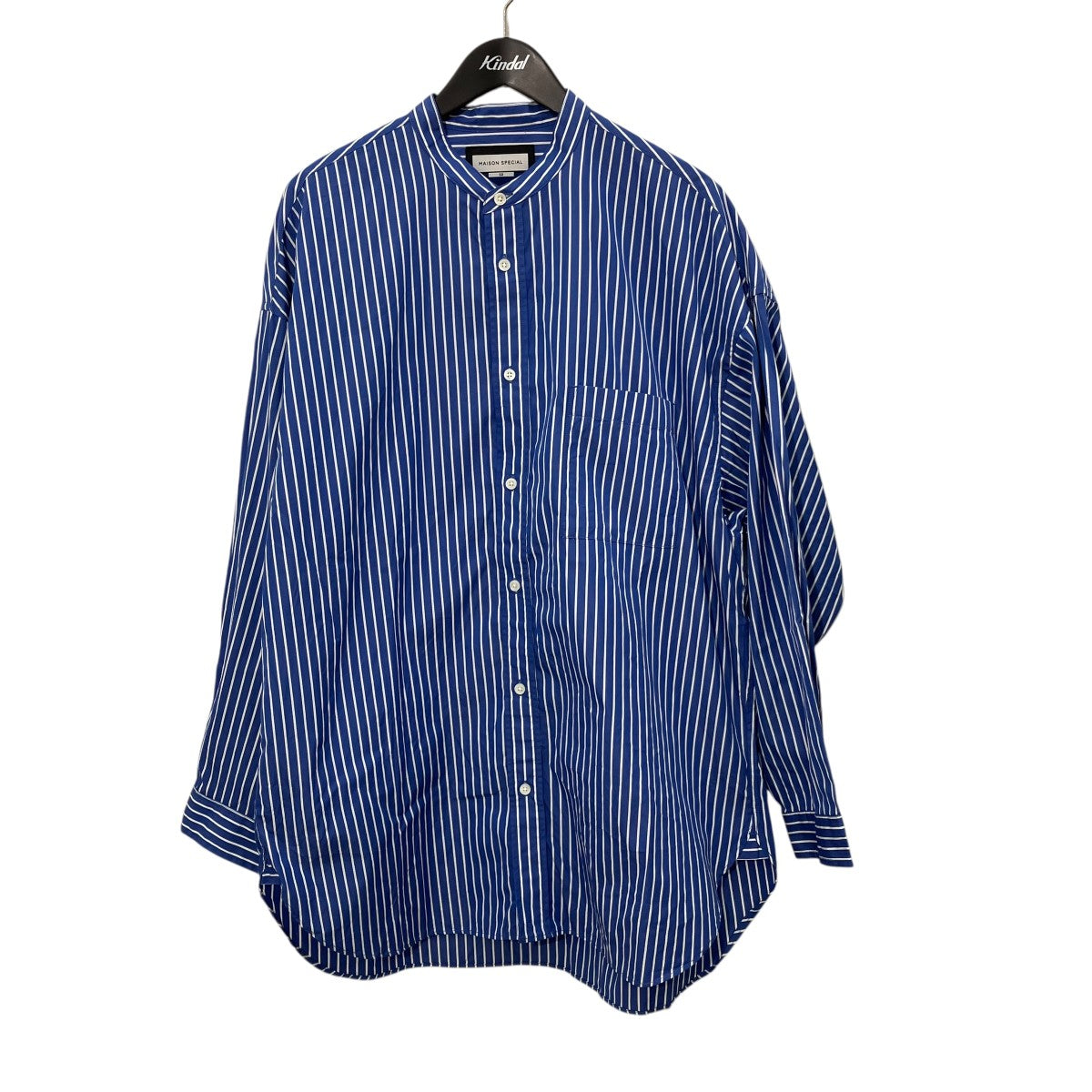 MAISON SPECIAL トーマスメイソン プライムオーバーストライプバンドカラーシャツ11222311209 古着・中古-1枚目のアイテム画像