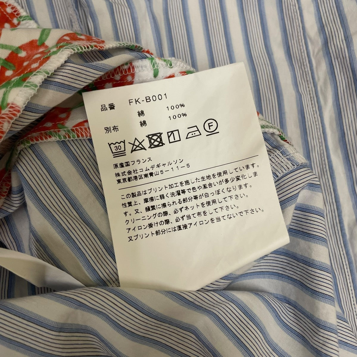 COMME des GARCONS SHIRT 23SSBrett Westfallストロベリーストライプシャツ 長袖シャツFK-B001 古着・中古-6枚目のアイテム画像