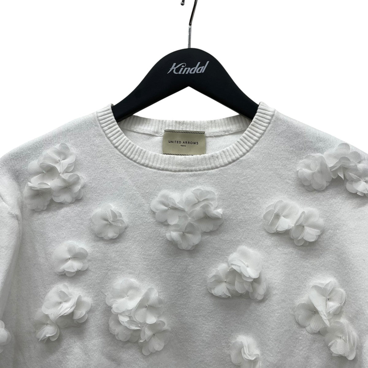 UNITED ARROWS 3Dフラワーモチーフショートスリーブ半袖ニット1618-183-1839 古着・中古-3枚目のアイテム画像