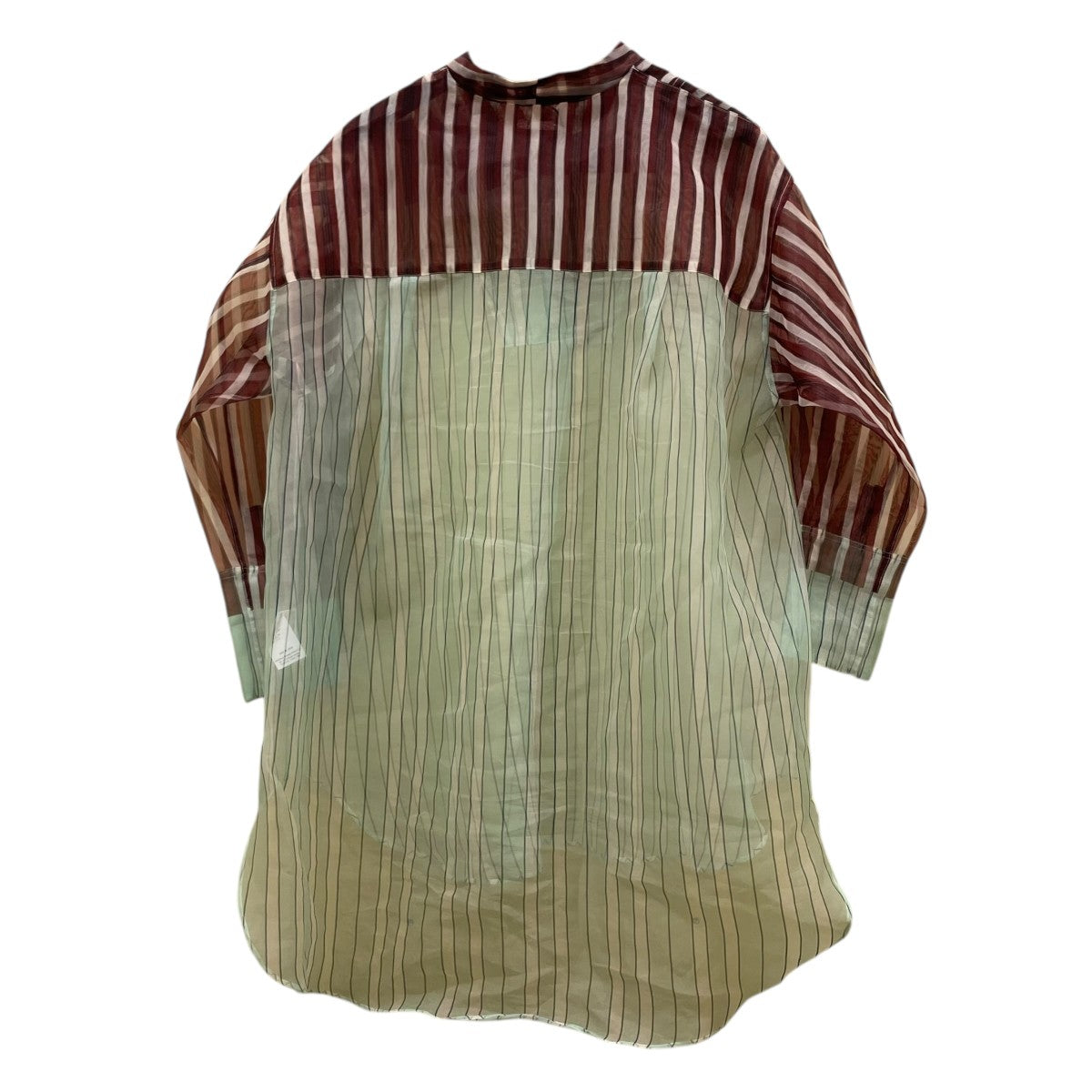 TELMA TLM41FJ007 Printed Sheer Pulloverストライプ柄 シアーシャツ ノーカラーシャツ 古着・中古-2枚目のアイテム画像