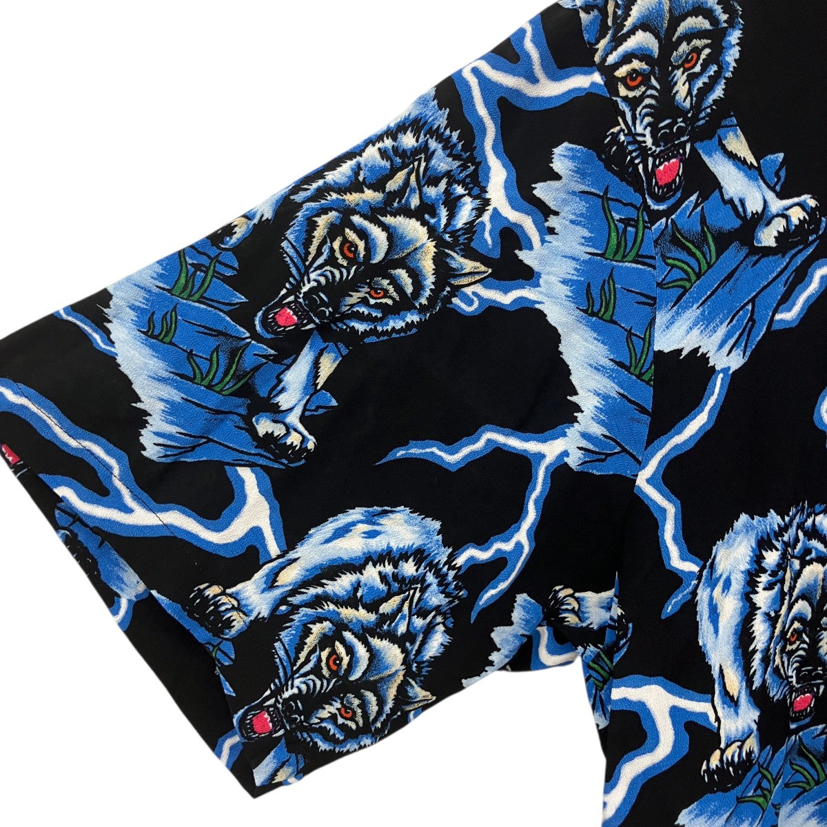 WOLF AND LIGHTNING柄アロハシャツ02221AH04