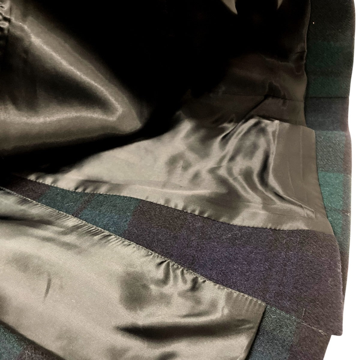 チェックフォックスファー付きロングコート